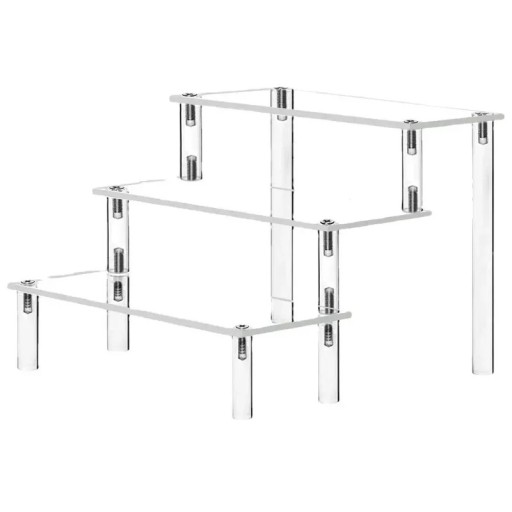 Utställningsorganisatör för dekorationer 30 x 8 x 15 cm 3-vånings plasttransparent ställning i trappform Presentationsställ lätt montering