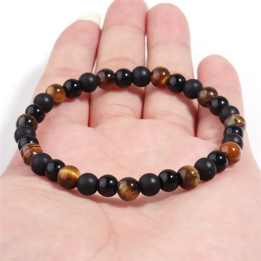 Herr hematitarmband tigeröga onyx turmalin 18cm 6mm Naturliga mineraler för män Stilren och hållbar design
