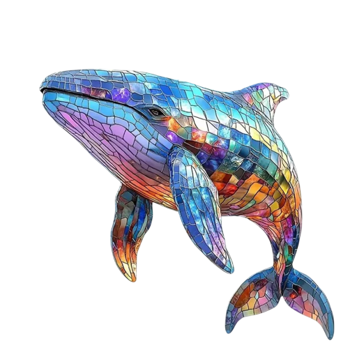 2D akryldekoration Hängande Val Universell storlek Iridescent mosaikglas Fångare av sol Ljusreflexer Inomhus och utomhus