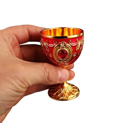 Metall vintage bägare 7 x 4,3 cm Liten dekorativ vinbägare Retro stil Elegantisk dekorativ bägare Historisk dekoration av dukning