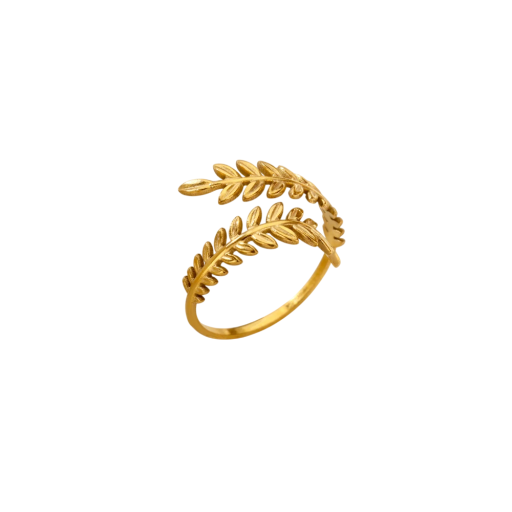 Damernas justerbara ring Öppen spiralform Bladmotiv Guld Färg Rostfritt stål Elegant smycke för vardagligt bruk