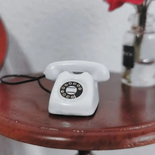 Dekorativ telefon i mini storlek för dockhus 1,7 x 1,2 x 0,9 cm Retro möbelaccessoar för miniaturer