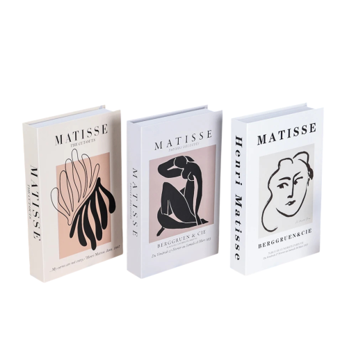 Dekorativa falska böcker 3 st Oöppningsbara konstböcker Matisse Konstbok modern inredningsdekoration