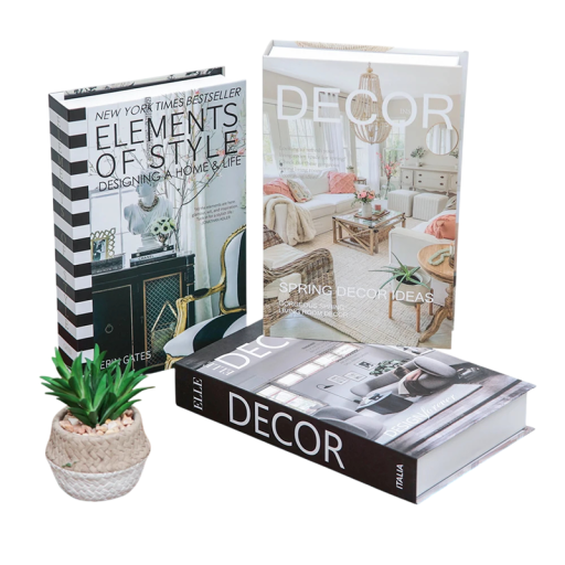 Dekorativa falska böcker 3 st Oöppningsbara designböcker Decor Elements of Style modern inredningsdekoration