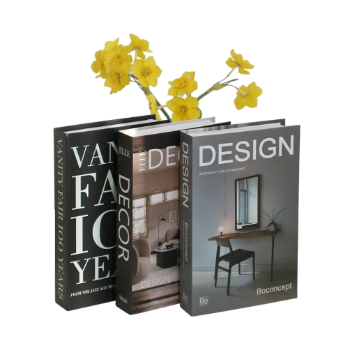 Dekorativa falska böcker 3 st Oöppningsbara dekorationer för inredning design decor stil modern elegans