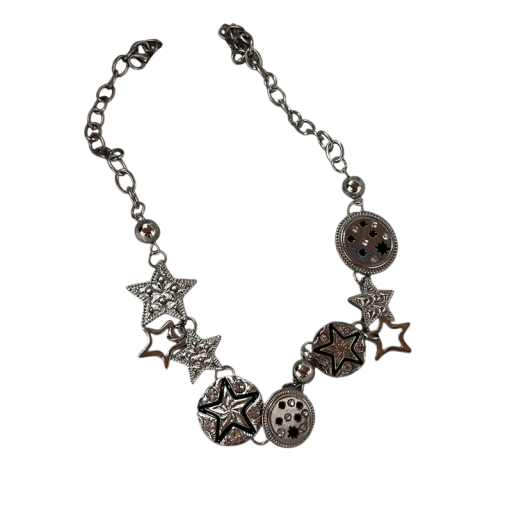 Choker i kirurgiskt stål Justerbar halsband Kombination av framträdande stjärnor och koraller Punk retro stil Dam smycke