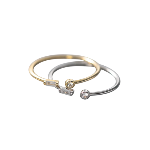Damernas öppna ring 1 mm Justerbar storlek Sten 2 mm Elegantisk tunn ring för kvinnor minimalistisk fin smycke