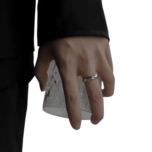 Justerbar storlek Öppen våg ring i silverfärg Zinklegering Trendig minimalistisk damring Mode smycke