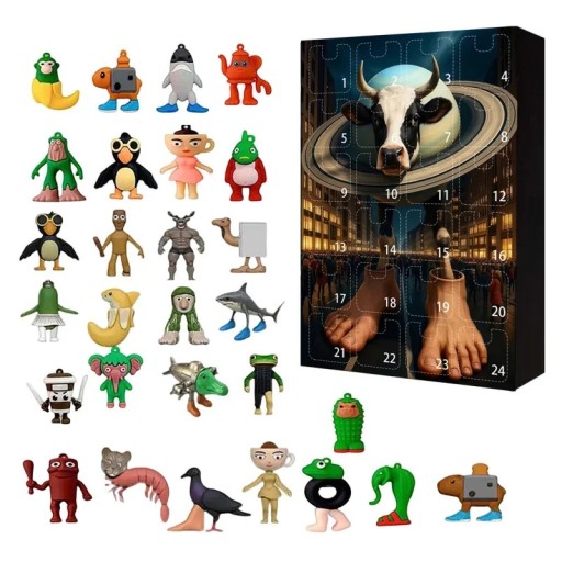 Julens adventskalender La Vaca Saturno Saturnita Brainrot figurer PVC Samlarfigurer Överraskning varje dag