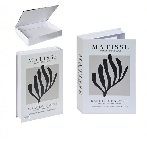 Dekorativ bok MATISSE Papieres Découpés med växtmotiv Svartvitt design Konstnärlig stil