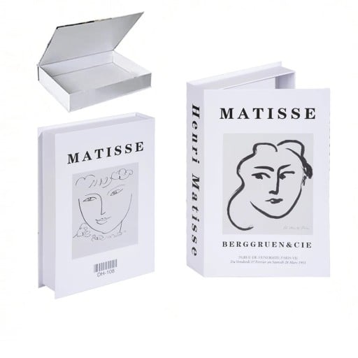 Dekorativ bok med Henri Matisse med minimalistisk porträtt Svartvitt design