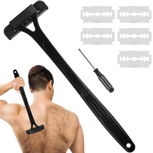 Rakhyvel för rygg och ben Utdragbart handtag 45,5 cm Huvud med fem blad Manuell kroppsrakhyvel för män och kvinnor