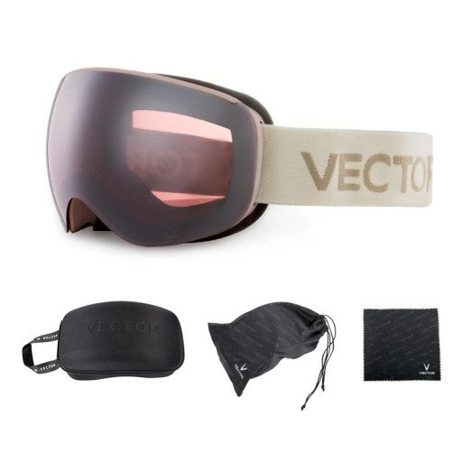 Skidglasögon 19,0 x 10,5 cm UV400 Unisex Polykarbonat Antimoln 12% Beiga Vector Hårt fodral Tygfodral Dammduk