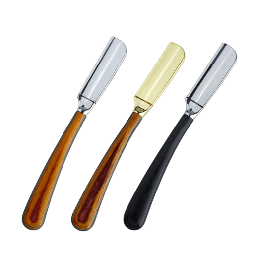 Barberkniv för rakning 15,5 x 6,1 x 1,7 cm Rostfritt stål Träliknande handtag Professionell frisörkniv för skägg