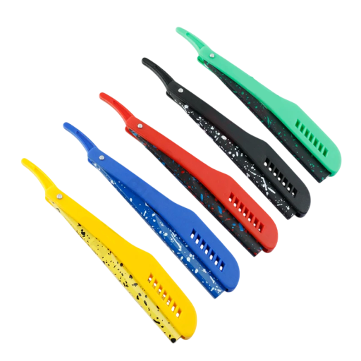 Barberkniv för rakblad längd ca 15 cm ABS handtag Shavetta hopfällbar rakkniv för styling av skägg och konturering
