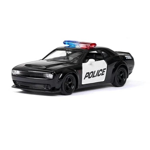 Modell av polisbil Dodge Challenger 1:36 12,5 x 5,5 x 4 cm Metallkropp plastchassi Realistisk muscle car Leksak Present