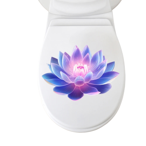 Lysande klistermärke med lotusblomma för toalett 18x13 cm PVC vattentålig dekoration för WC originell look och enkel applicering