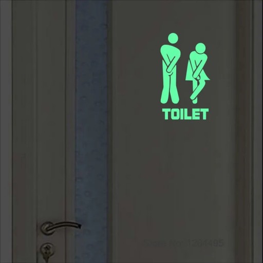 Rolig ljusdekal för toalett 13,5x20 cm PET vattentålig dekoration för WC med originell design och lysande effekt