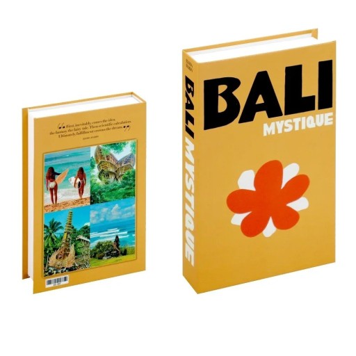 Falsk bok BALI MYSTIQUE dekoration med tropiskt motiv, icke öppningsbar