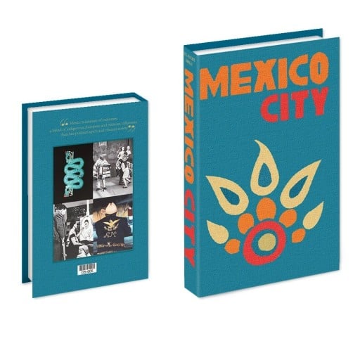 Falsk bok MEXICO CITY dekoration med mexikanskt motiv, icke-öppningsbar