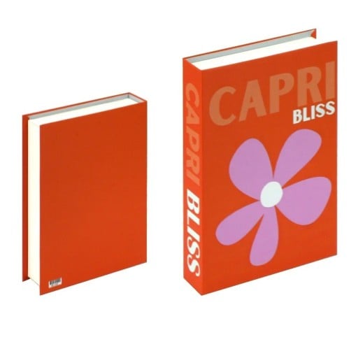 Falsk bok CAPRI BLISS dekoration med blommönster, går inte att öppna