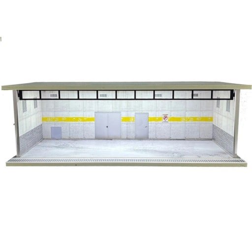 Utställningsdiorama garage för bilmodeller 30 x 13,5 x 10 cm Skala 1:64 Parkeringshall med gul vägledning PVC ABS dekoration