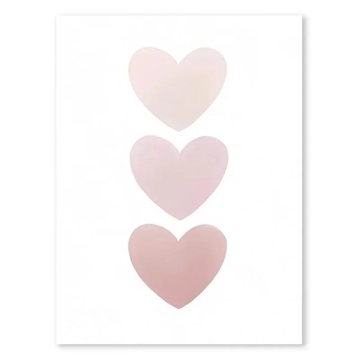 Väggmålning tre rosa hjärtan vertikalt motiv 30 x 40 cm Polyesterduk Mjuk tryck Utan ram Dekoration för flickrum