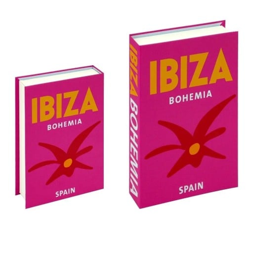 Falsk bok IBIZA BOHEMIA dekoration med blommotiv, icke-öppningsbar