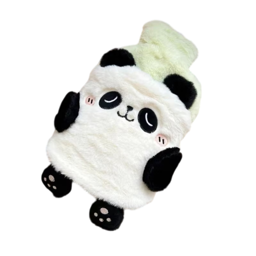 Vattenflaska för varmt vatten 750 ml 25,5 x 17,5 cm Plysch termofor Panda Kawaii Värmare för händer, fötter och mage Explosionssäker