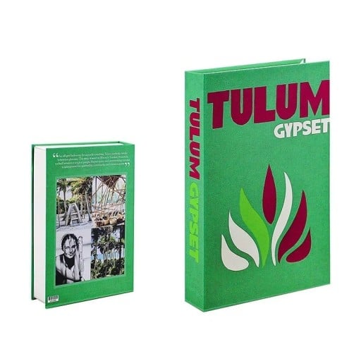 Falsk bok dekoration Oöppningsbar bokmodell Tulum Gypset Grön designprydnad för bibliotek i vardagsrummet