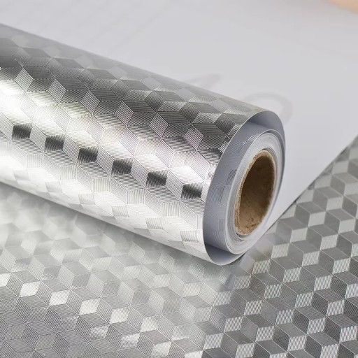 Silver köks självhäftande tapet 40 cm x 10 m PVC Vattentålig folie Högtemperaturbeständig Tvättbar väggskydd