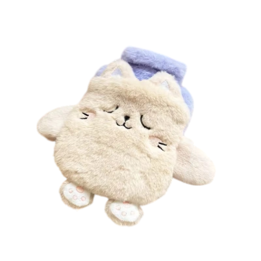 Söt plysch termofor Kawaii katt 400 ml 21 x 15 cm Hand- och fotvärmare Bukvärmare Vattenflaska mot explosion
