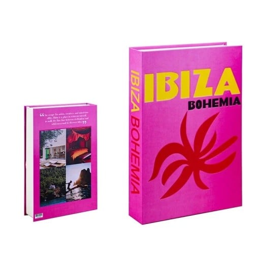 Falsk bok dekoration Oöppningsbar bokmodell Ibiza Bohemia Rosa designprydnad till bokhylla vardagsrum