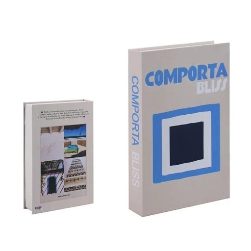 Falsk bok dekoration Oöppningsbar modell av boken Comporta Bliss Beige designprydnad för bokhylla i vardagsrummet
