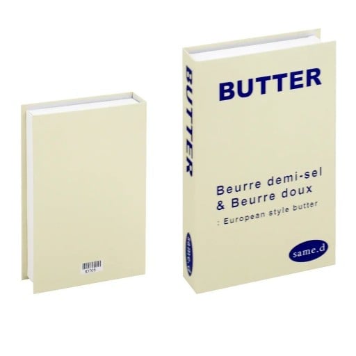 Falsk bok dekoration Butter Oöppningsbar bokdummy Vintage design inredningsdetalj för hyllan i köket och vardagsrummet