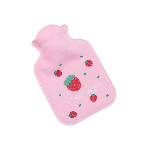 Jordgubbsvattenflaska 11 x 16 cm Plyschig värmeväska med gummifodral Söt termofor för avslappnande värmeterapi