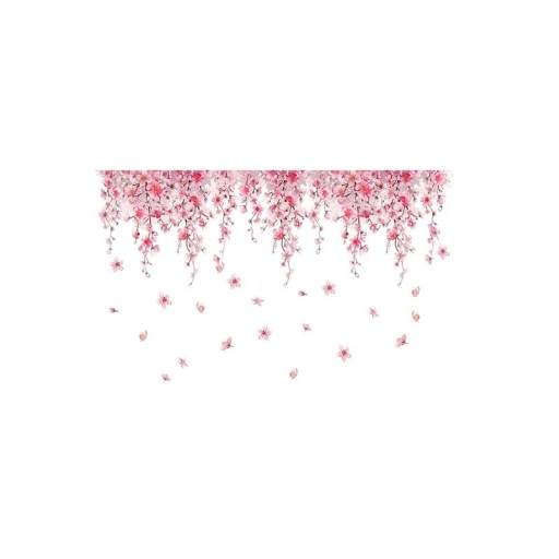 Väggklistermärke 88 x 52 cm PVC dekorativt klistermärke körsbärsblomma självhäftande väggdekoration för inredning