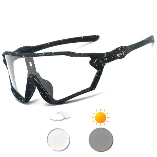 Fotochromatiska cykelglasögon UV400 154 mm PC linser Färgade bågar MTB löpning sport solglasögon