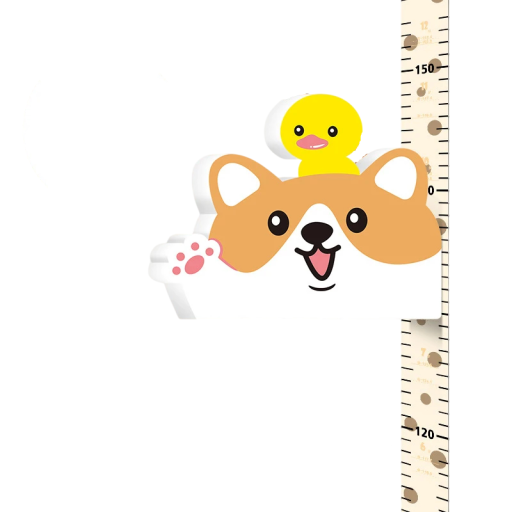 Barnmätare för vägg 65 - 185 cm 3D magnetisk höjdmätare med hund, söt väggdekoration för barnrum