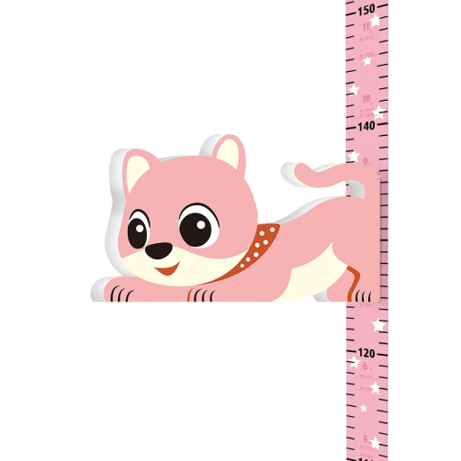 Barnmätare för vägg 65 - 185 cm 3D magnetisk höjdmätare med rosa hund söt dekoration till barnrum