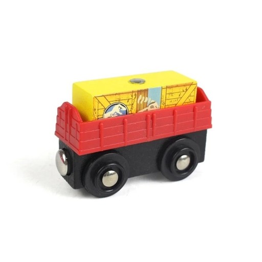Godsvagn med dinosaurier 1:64 Trä magnetisk vagn Dino transportvagn kompatibelt tillbehör till tågbana för barn
