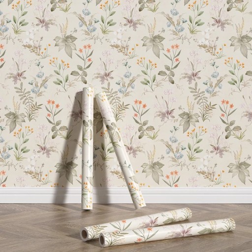 Retro blommig tapet 44x300cm PVC Vattentålig självhäftande väggdekoration Vintage mönster för kök sovrum vardagsrum
