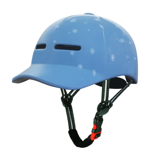 Cykelhjälm 58–61 cm Unisex Blå med snöflingemönster PC+EPS Skyddshjälm för cykel Justerbar omkrets Sporthjälm