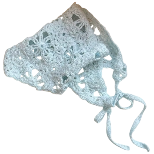 Stickad triangulär huvudduk Fransk vintage blommig handcrochetad retro hårduk Elegantisk designstil