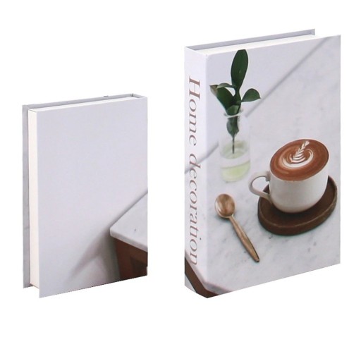 Falsk bok dekoration Heminredning Oöppningsbar bokattrapp Ljus modern design med kaffemotiv Stilig inredningsdetalj