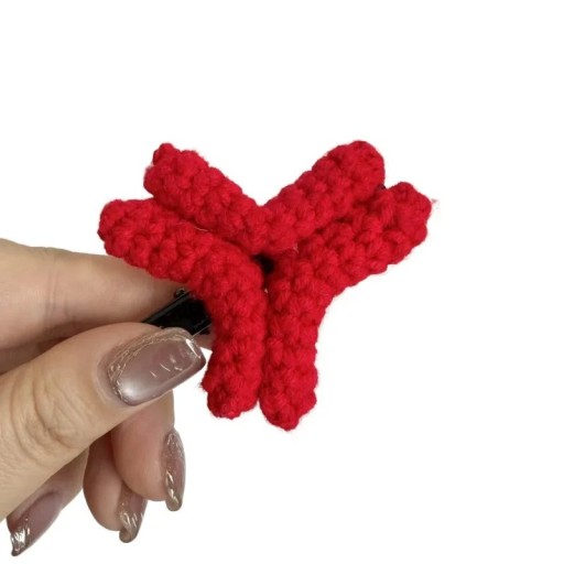 Hårspänne Anime symbol för vrede 6 cm Virkat tillbehör Röd känsla för kvinnor och flickor