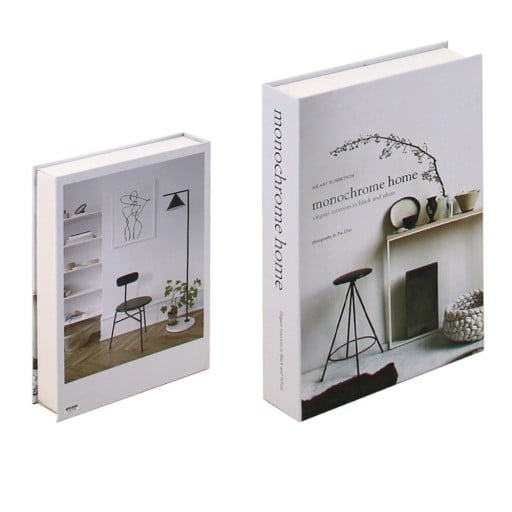 Falsk bok dekorativ låda Monochrome Home Öppningsbar förvaringsbok Hemlig förvaringsplats till bibliotek Modern inredning