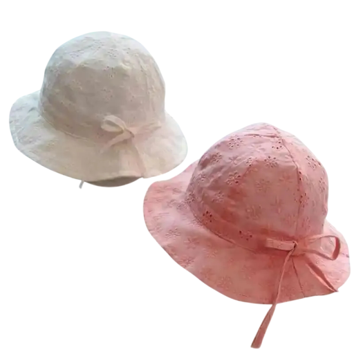 Flickhatt med rosett Omkrets 42–48 cm Bomull Polyester Sommarhatt för flickor 3–24 månader