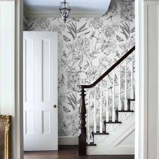 Väggtapet 44 x 300 cm PVC Blommönster Vattentät självhäftande dekoration Modern beklädnad för kök badrum interiör