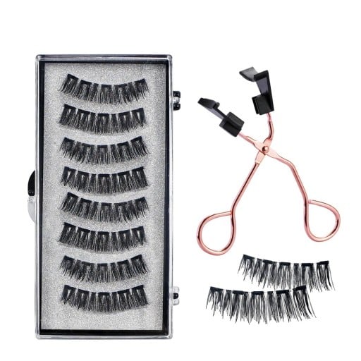Set med 8 st magnetiska 3D konstgjorda ögonfransar med applicator 5 magneter Vattentåliga täta naturliga återanvändbara fransförlängningar